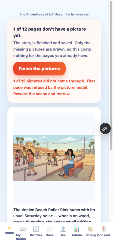 A finished book page in the reader